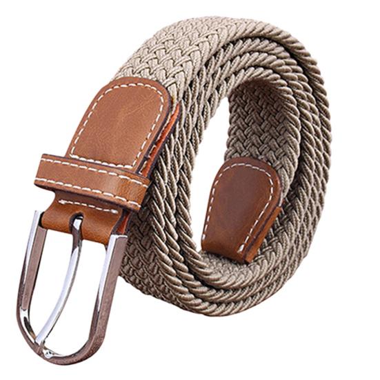 Men's Women's Canvas Plain Webbing Metal Buckle Woven Stretch Waist Belt Strap