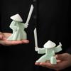 Creative New Chinese Ceramic Warrior Knight Desktop Small Ornaments Joss-Stick Incense Stick Holder Ornament Tea Pets