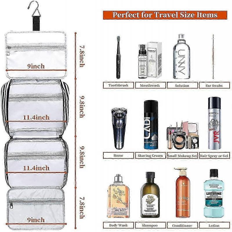 Hanging Travel Toiletry Bag,large Capacity Cosmetic Travel Toiletry Organizer For Women With 4 Compartments  1 Sturdy Hook