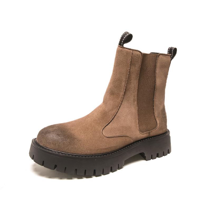 Men s British Style Thick-Soled High-Top Leather Chelsea Martin Boots 41