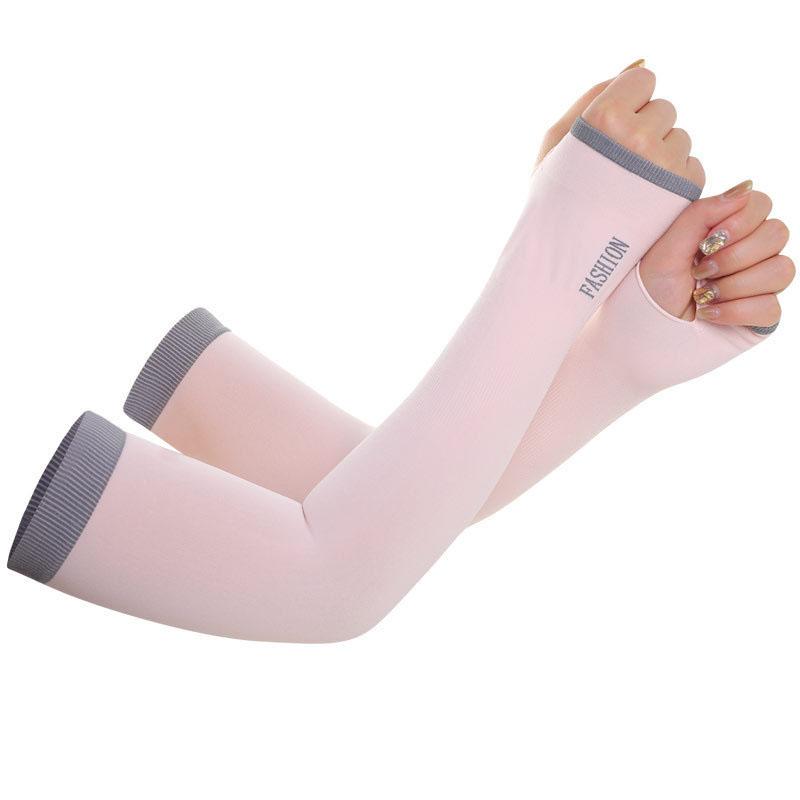 

Fingerless Cycling Ice Silk Arm Sleeves Sun Protection Compression Unisex Arm Cover Anti-UV Ice-Cool Outdoor Running Arm Guard рожевий