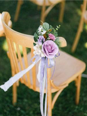 1 buc decorațiuni pentru culoar de nuntă pentru ceremonie de nuntă, flori pentru decorațiuni pentru scaune de biserică, decor de petrecere cu flori artificiale de eucalipt și panglici