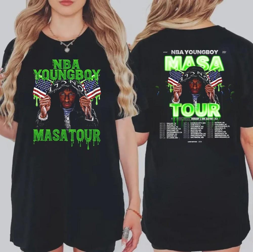 NBA Youngboy Masa Tour 2025 Schedule Tour Dates Two Sided Unisex T-Shirt Unisex T-Shirt XXL