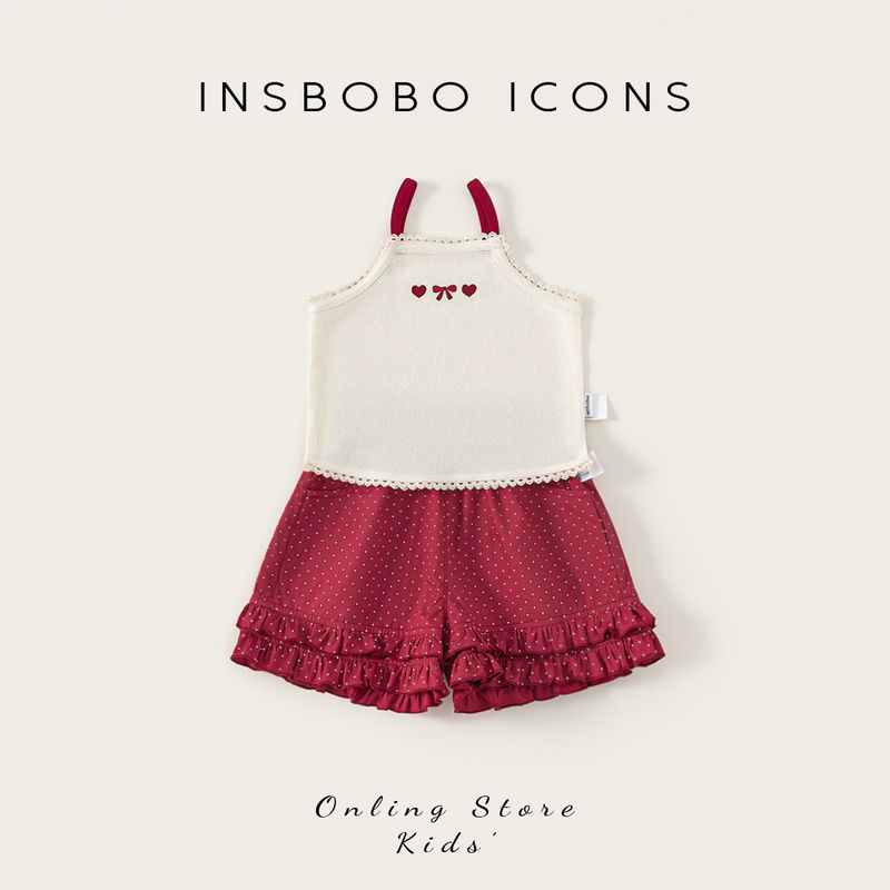 Insbobo Girls  Summer Set Baby GIRL S Sling Two-piece Set Children s Summer Clothing Western Style Girls  Clothes Baby Children s Clothing Apricot color 100