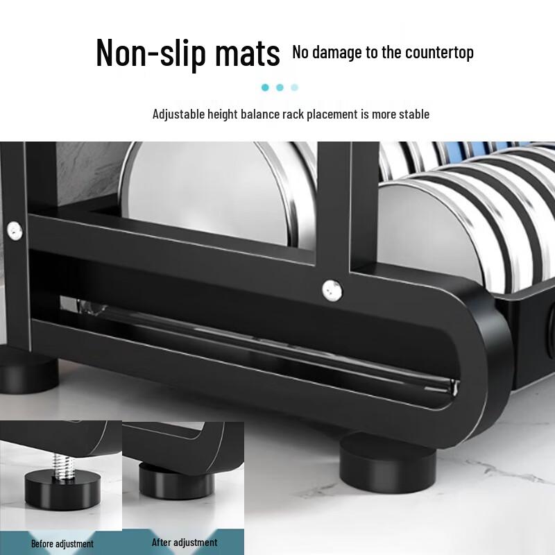 Black Double-Layer Aluminum Dish Drying Rack