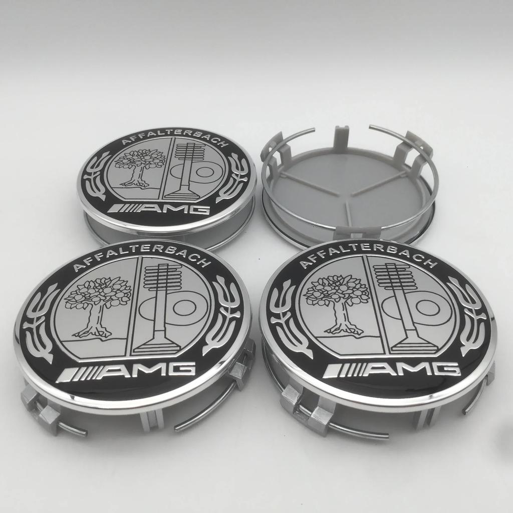 För Mercedes Benz 4 st 3D 75 mm För Mercedes Benz AMG Bil emblem Fälgnav Mittkåpa Märke skydd klistermärke Dekaler Styling accesso