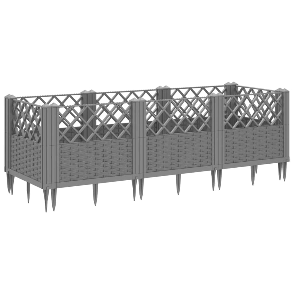 Planting Box with Ground Spikes Light Grey 123.5 x 43.5 x 43.5 cm PP