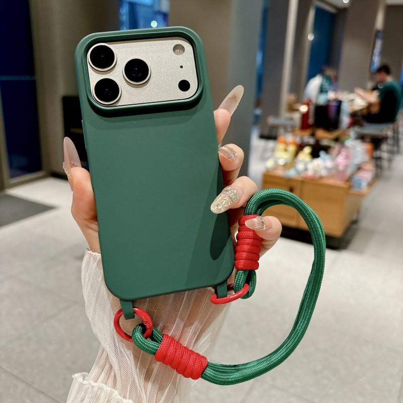 Lanyard Case For iPhone 17 Pro Max Air 11 12 13 14 15 16 Plus Candy Shockproof Wrist Strap Soft Silicone Anti-Loss Cover Funda
