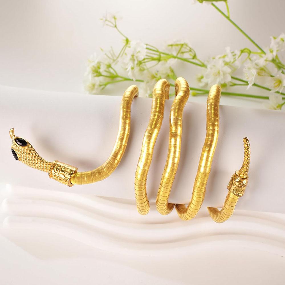 Biegsame goldene Schlangenkette, Armreif oder Kopfschmuck als Halloween-Geschenk