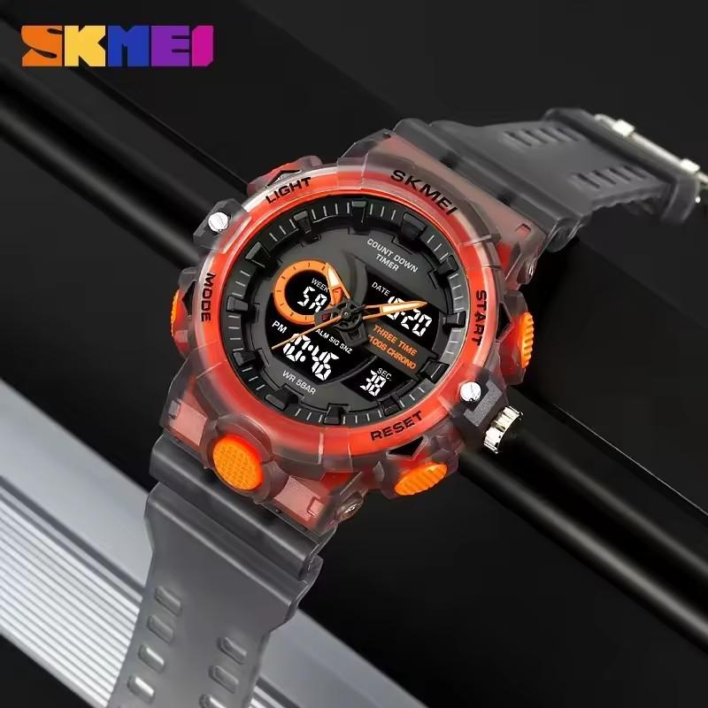 Skmei 2225 Sport Alarm Watch Men Dual Display Waterproof LED Display Electronic Quartz Digital Wristwatch Man Clock Reloj Hombre