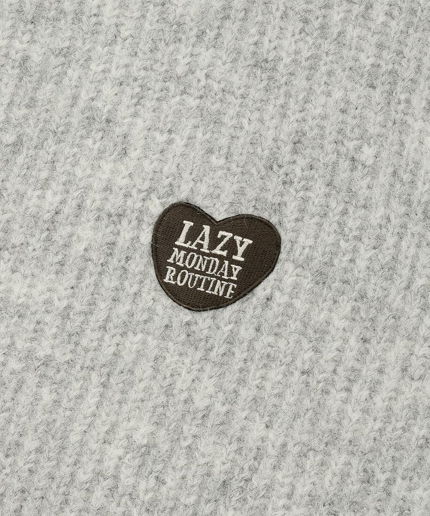 LMR Hairy Heart Embroidered Pullover Knit Light Grey