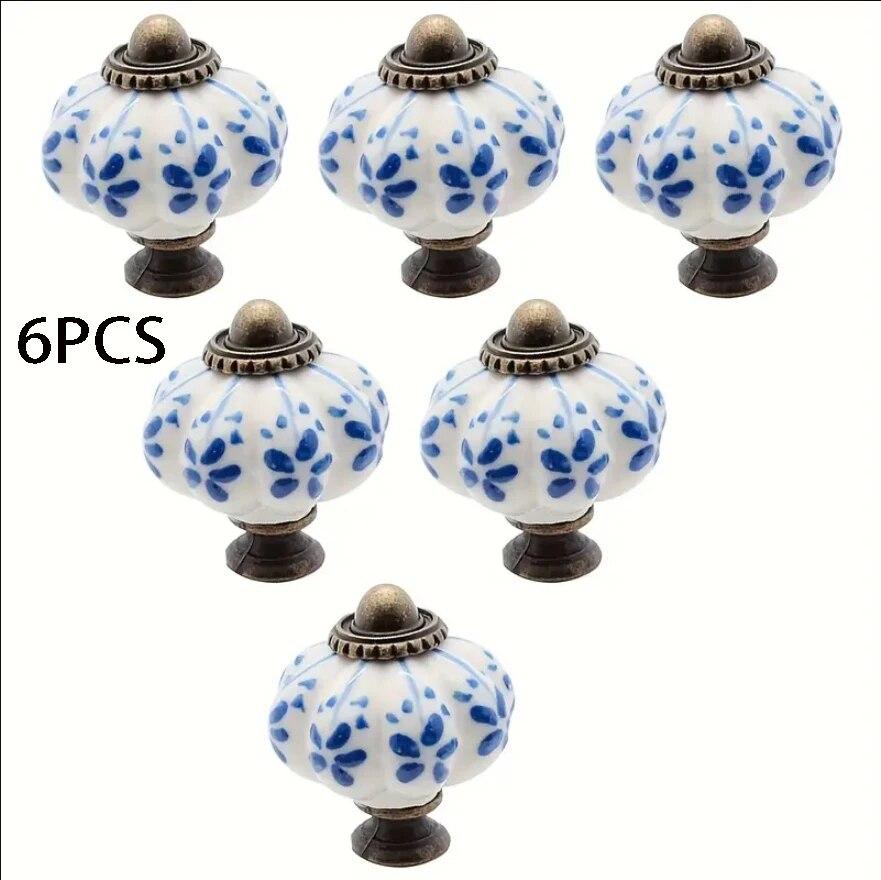 Rustik Desenli Balkabağı Seramik Çekme Kolu Çocuk Odası Çekmece Dolap Kapı Kolu Avrupa Retro Kolu