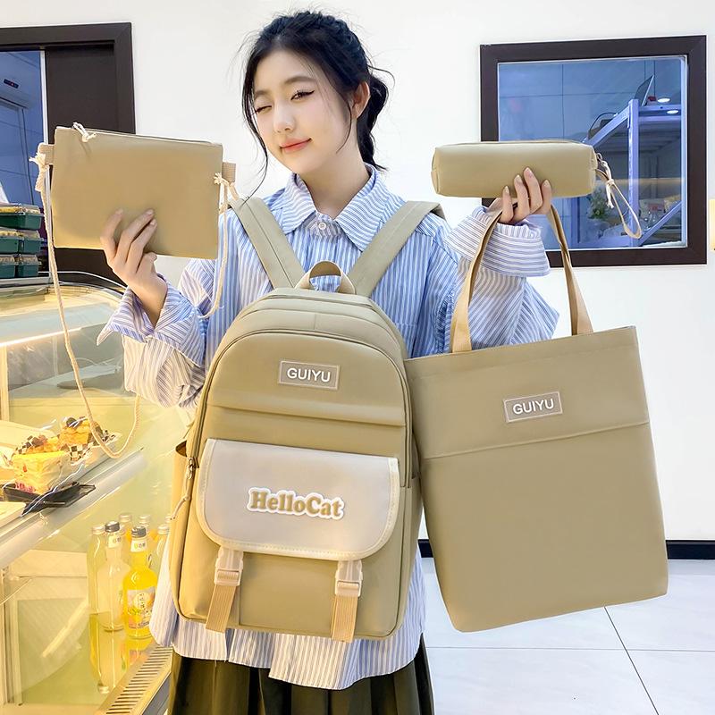 

Schoolbags Lightweight Elementary School Students Four Piece Set Large Capacity Korean Backpack New Style Backpack Year