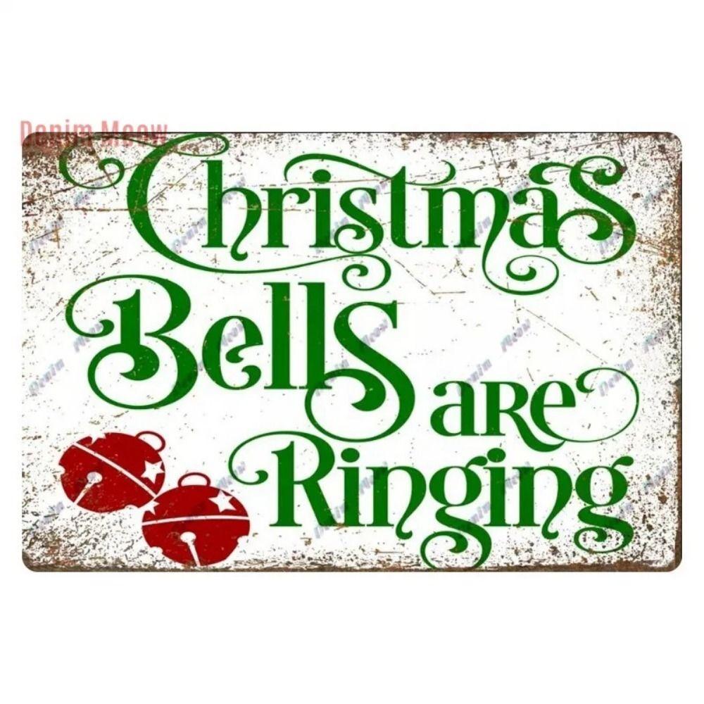 Vintage Christmas Metal Tin Sign Home Festive Wall Decor