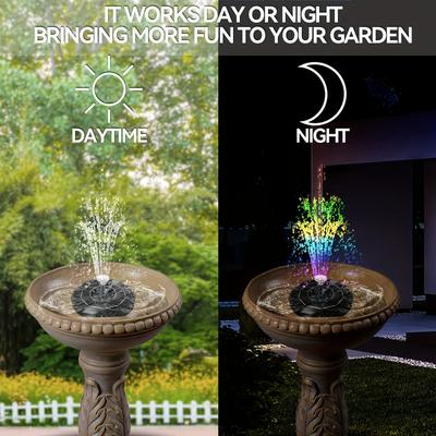 1500mah LED Solar Fountain Pump With For Bird Bath DIY Glass 3.5W Solar Panel Powered Fountain Color Lights For Garden Pool