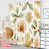Set Of 2 Flat Printing Merry Christmas Curtains Holly Berries Pine Leaves Digital Printed Polyester Drapes Party Curtain