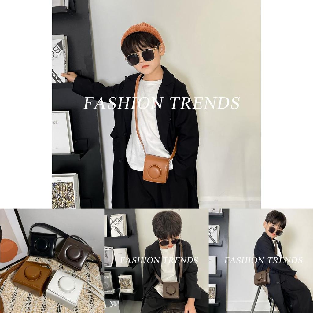 Vintage Mini Camera Bag For Kids Stylish Waterproof Pu Crossbody Purse For Boys And Girls