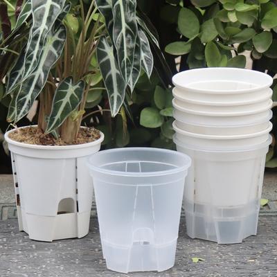 Transparent Self Watering Plant Pots Plastic Flowerpot Planter with Drainage Holes for Indoor Outdoor Plants Home Garden Decor