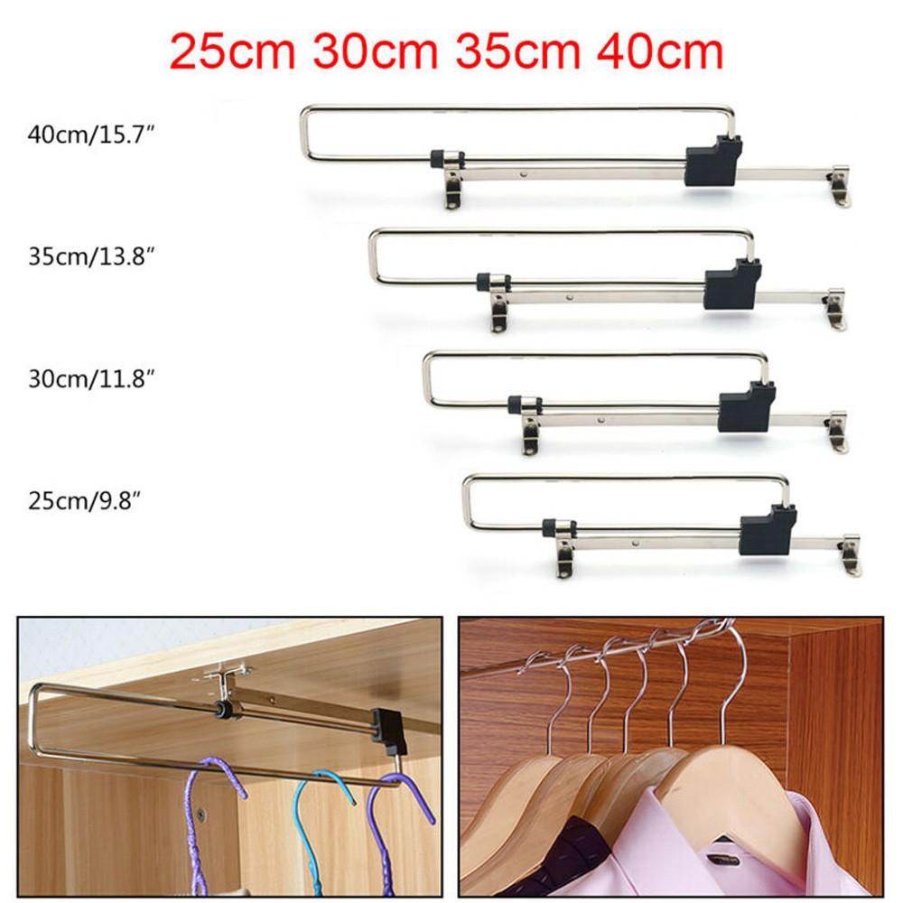 Iron and Plastic Pull Out Hanger Rail Extending Rack for Wardrobes and Cabinets
