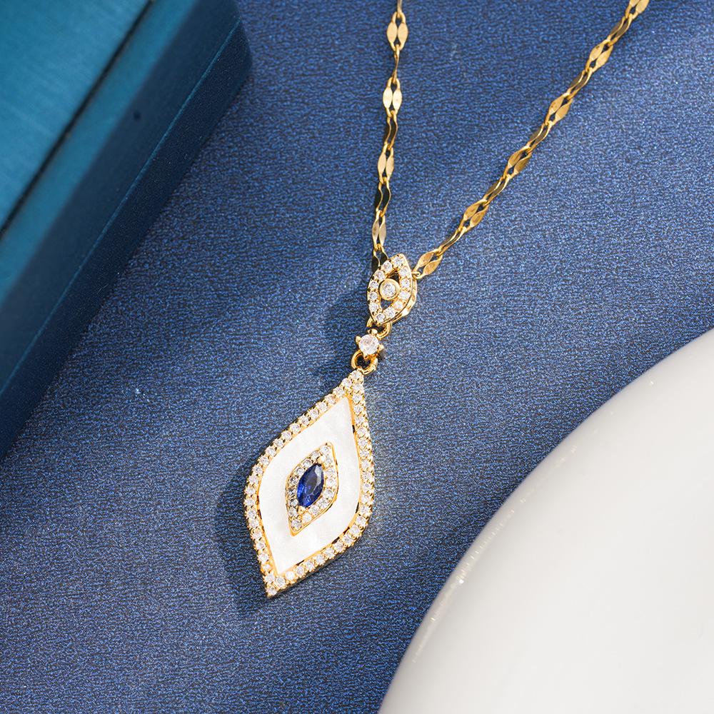 European  American Cross-Border Hip Hop Rectangle Gemstone Pendant Couple Necklace