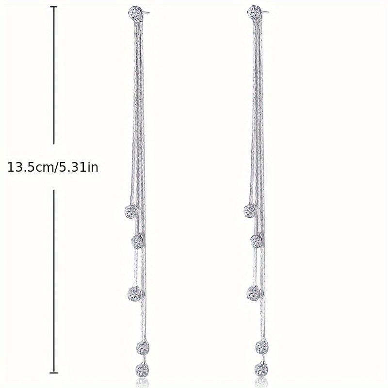 All-match Fashionable and Exaggerated Earrings Front 2 Back 3 Strings of Lucky Beads Tassel Earrings Earrings Long Rhinestone Ea