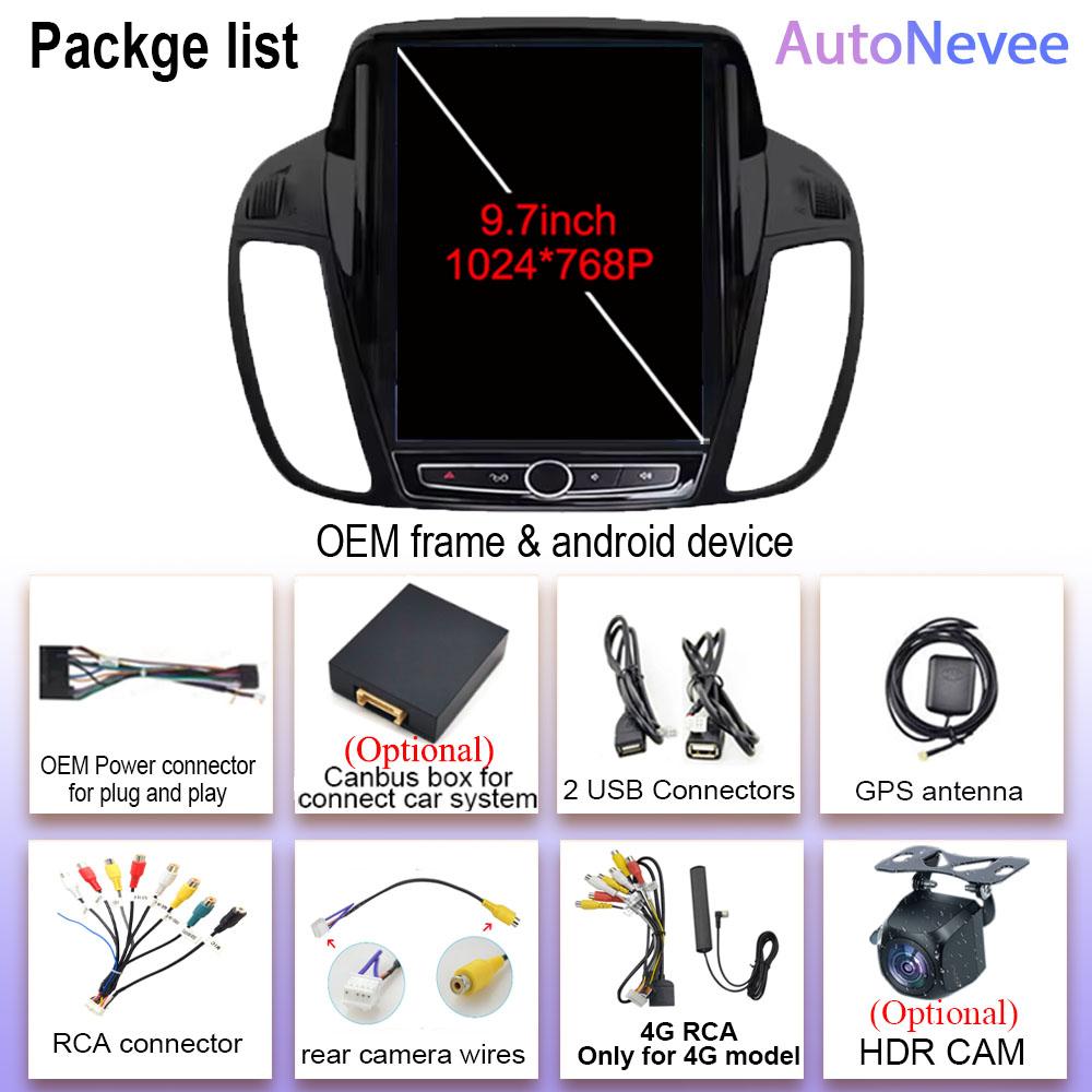 9.7 Inch Android For Ford KUGA C-max Escape 2013 - 2015 Car Radio Auto Multimedia Player GPS Navigation Carplay 5G WIFI No 2Din