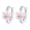 925 Silver Earrings Women Jewelry Butterfly Flower Pink Flowers Zircon Hoop Ear Studs Sparkling Earring Wedding Gift