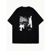 Oversized T Shirt Black The Dream Started Chasing Me Graphic Print With Silhouette And Text Casual Streetwear For Women