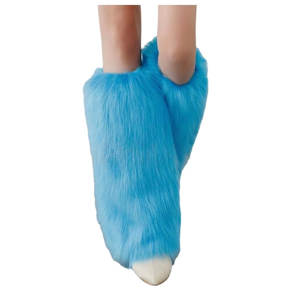 Pokrývky na boty Lolita z umělé kožešiny 40cm Dlouhé ponožky Harajuku Styl Kožešinové návleky na nohy Použití pro Cosplay