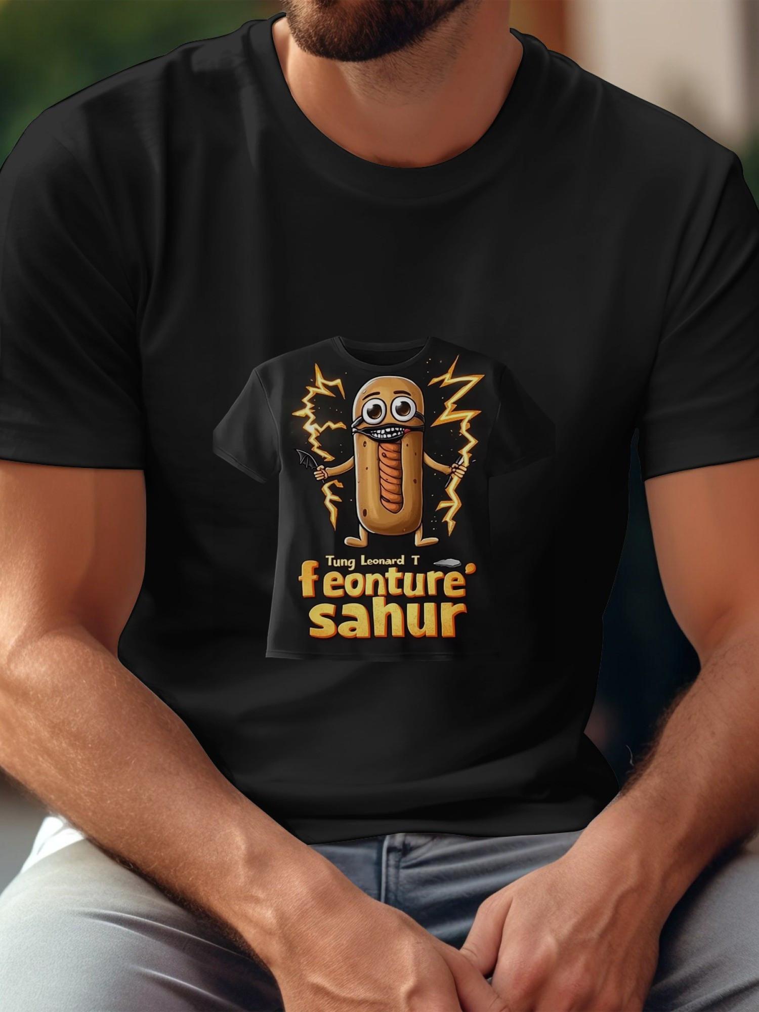 1pc Hot Dog Lightning Strike Baseball Bat Masked Cartoon T-shirt S