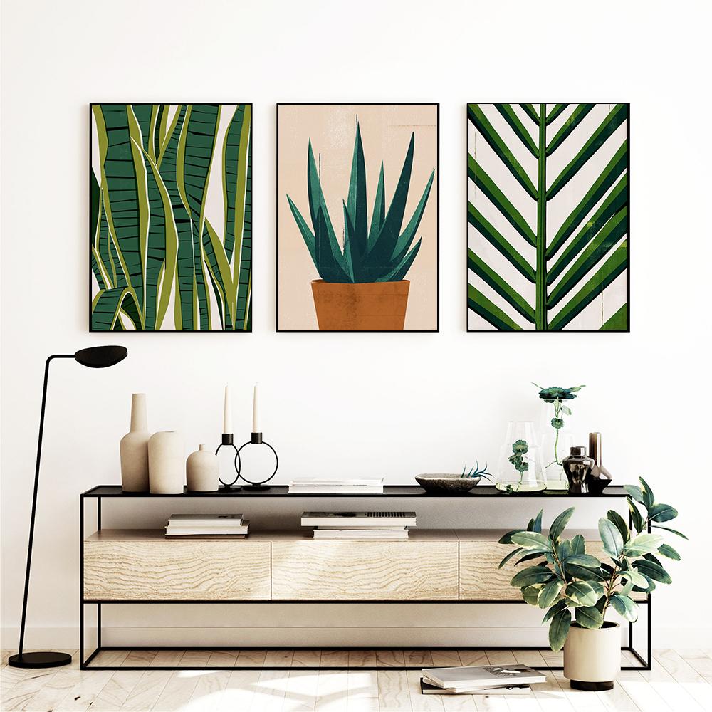 Boho Plant Canvas Poster Leaf Palm Botanical Art Prints Minimalist Painting Nordic Style Pictures Modern Living Room Decoration