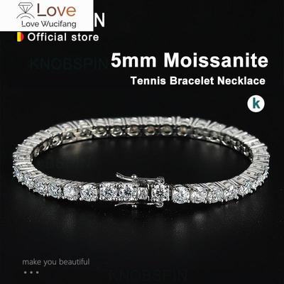 5mm Moissanite Tennis Bracelet Necklace For Women 925 Sterling Silver D VVS1 Lab Diamond with GRA Certificate Jewelry