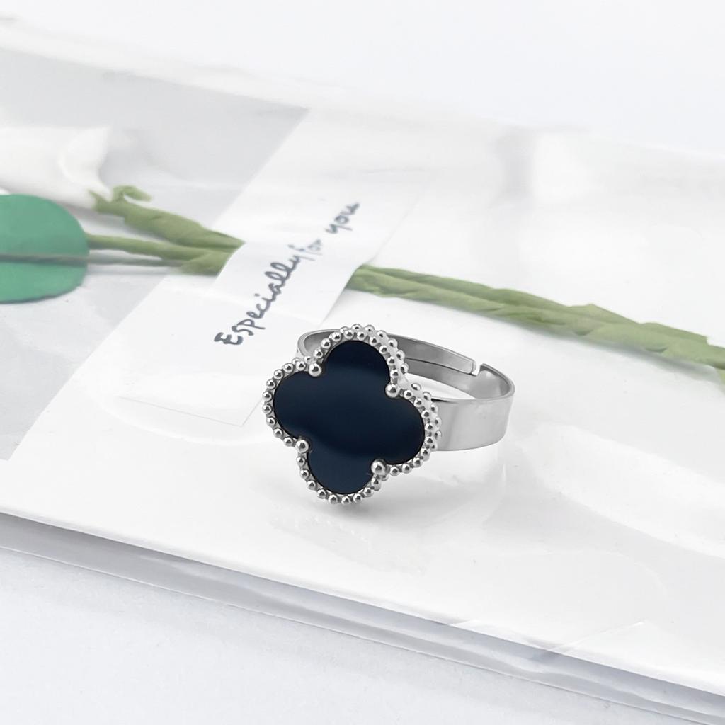 New 15mm Large Fashion Clover Ring Adjustable Opening Ring Simple Personalized Ring