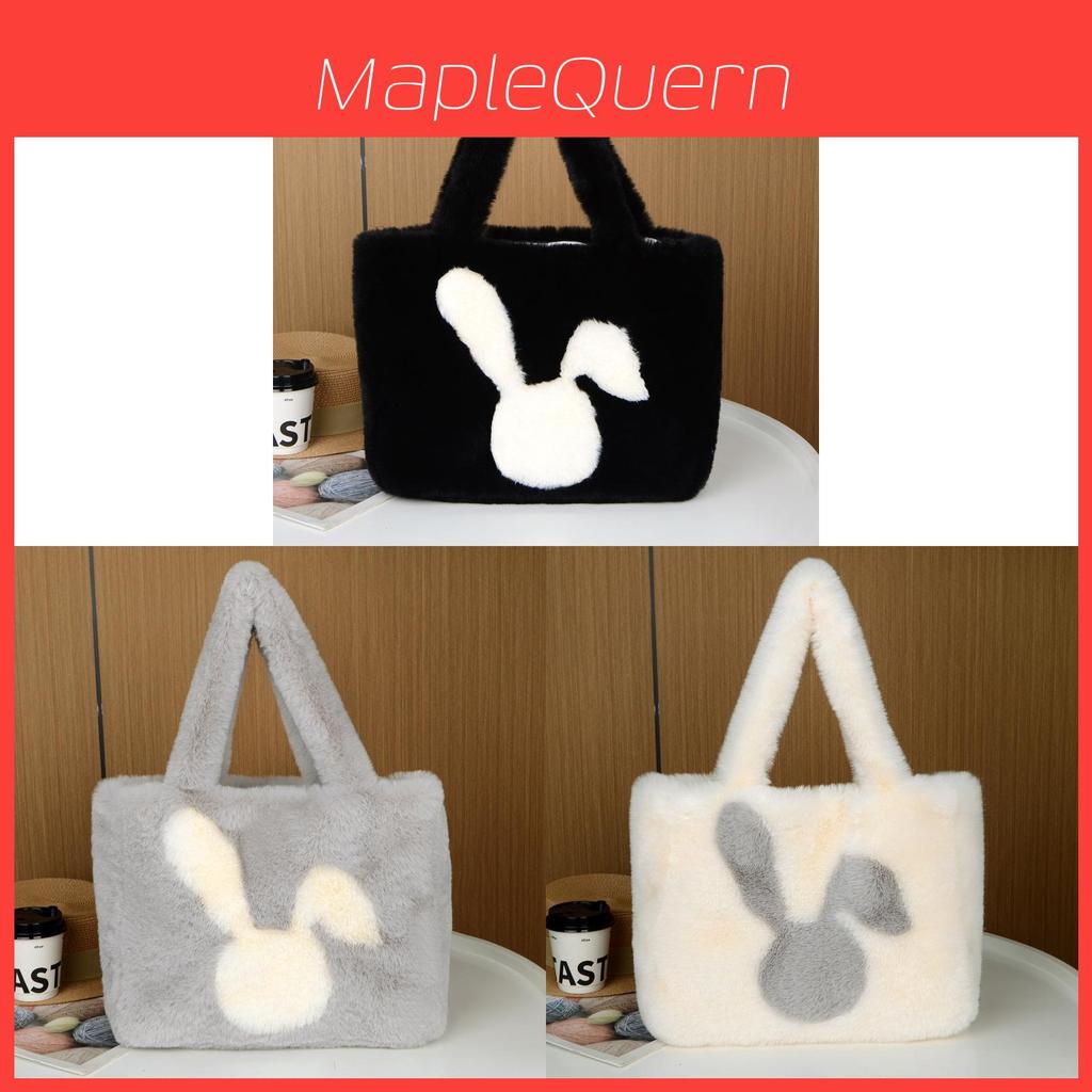 Plush Bunny Ears Tote Bag With Magnetic Closure For Daily Use