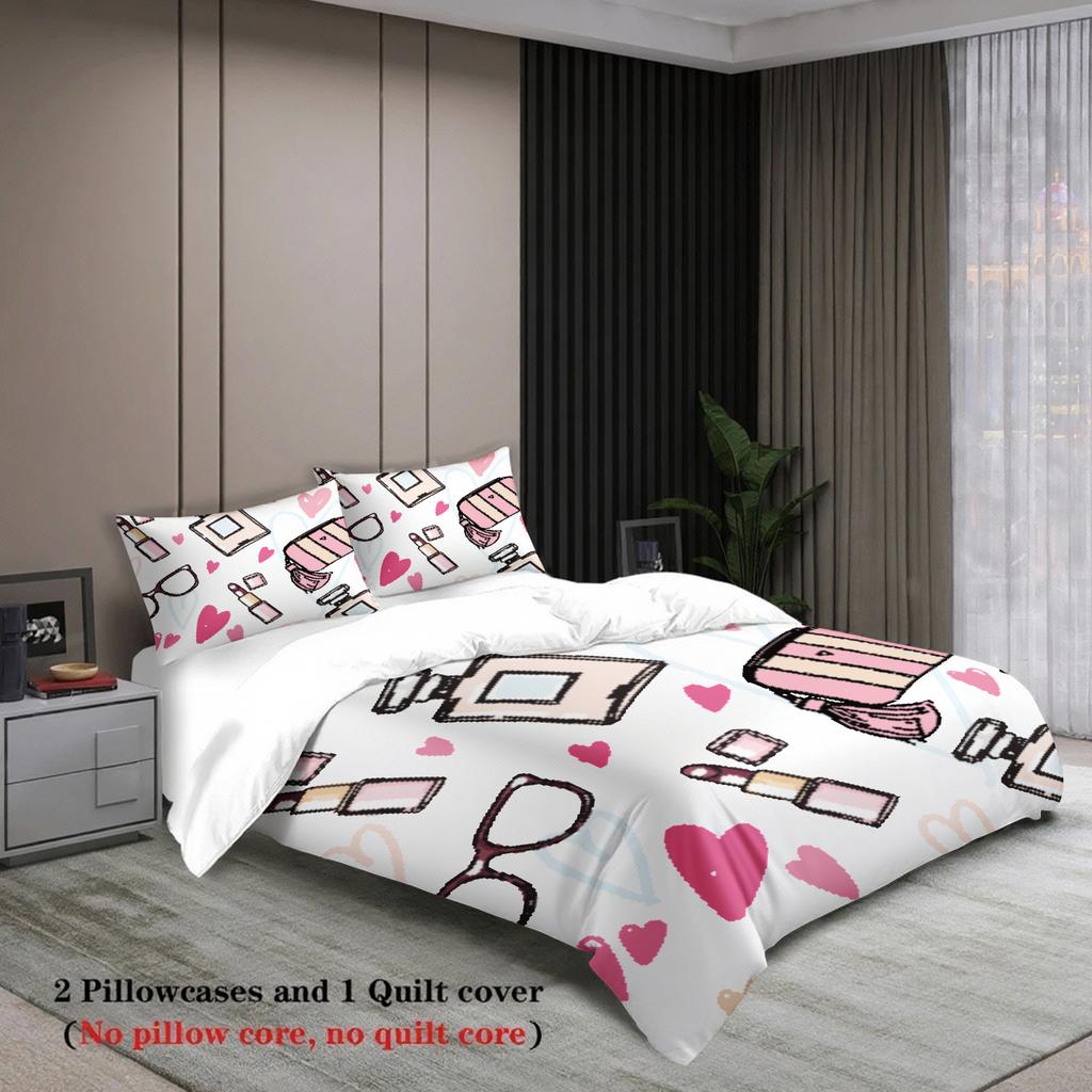 3pcs Fashion Bedding Sets 3D Printed Stationery And Flowers Duvet Cover Sets With Pillowcases No Filling