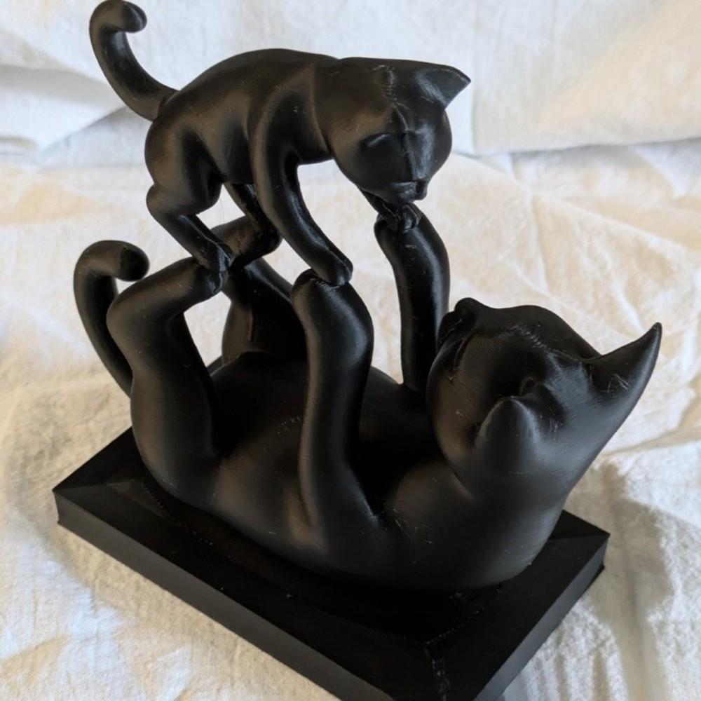 3D-Druck Eltern-Kind-Katzenstatue Minimalistische Katzen-Schreibtischdekoration Geschenk für Katzenliebhaber