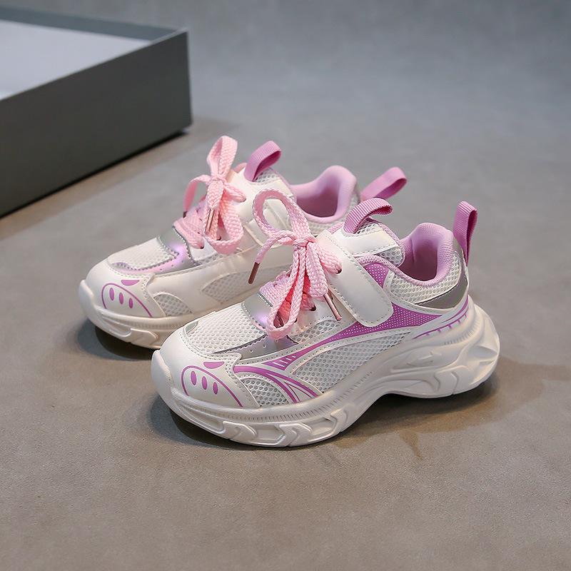 

Girls sneakers 2025 spring and autumn new children s soft-soled dad shoes breathable mesh boys lightweight running shoes 31
