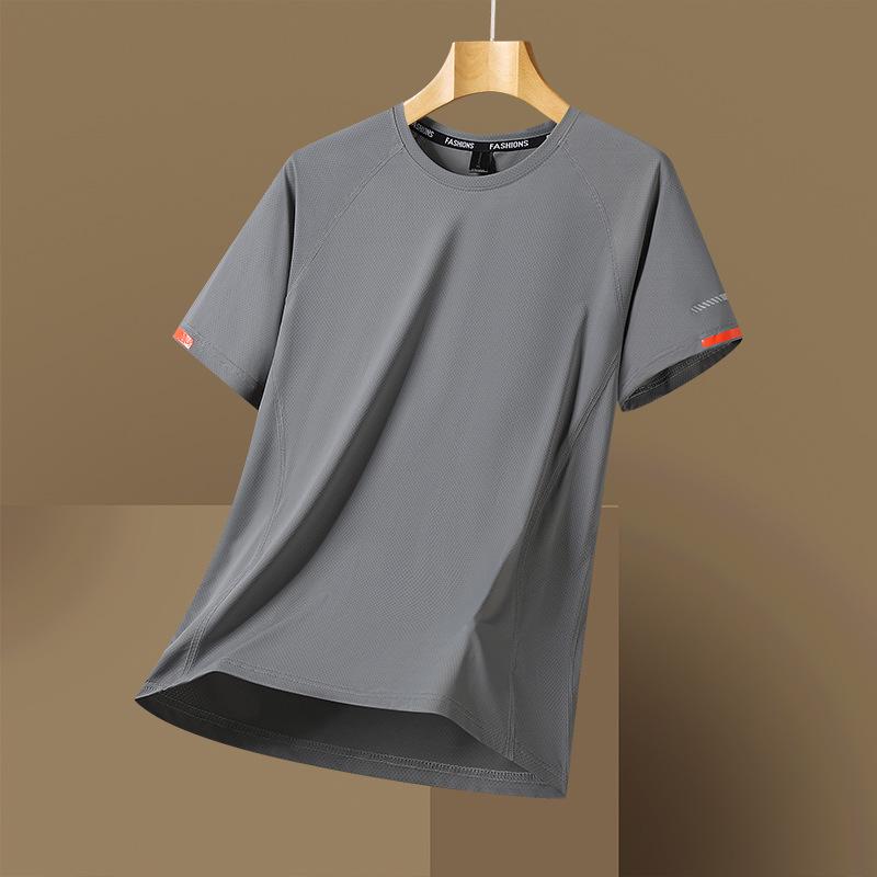Men's Ice Silk Quick-Dry T-Shirt - Breathable, Sweat-Wicking, Lightweight, Plus Size, Short Sleeve Outdoor Sports Top