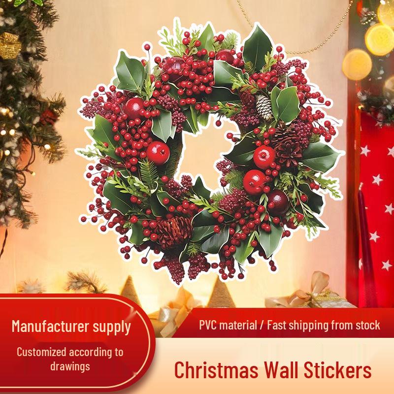 

Christmas Wreath & Wall/Fridge Sticker Set: Pine, Cypress, Acacia Bean Design for Home Decor -