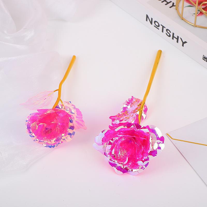 Colorful Gold Foil Rose Bouquet: Decorative Floral Gift for Mother's Day, Qixi, Valentine's Day, and Photo Props