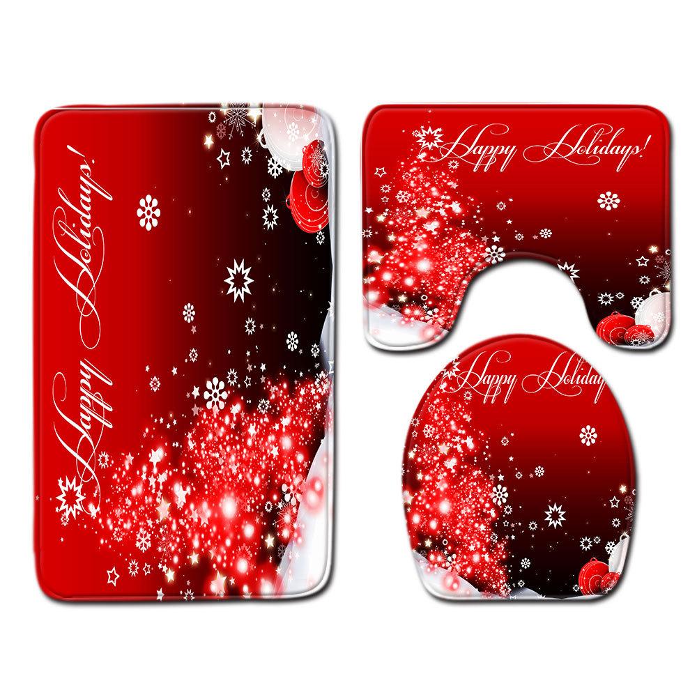 

Christmas Bathroom Floor Mat Toilet Three-Piece Set 45cmx75cm