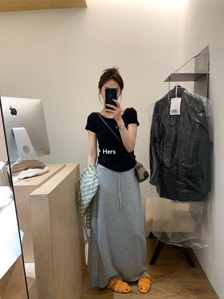 Damen Einfarbiger A-Linien Midi-Rock: Lässig, Schlicht, Schlankmachend für den Frühherbst