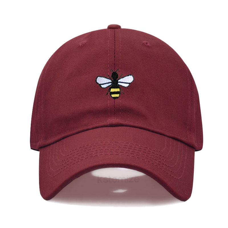 Washed Cotton Honeybee Embroidery Baseball Caps For Men Women Dad Hat Adjustable Snapback Cap Dropshipping