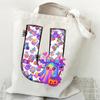 Halloween Alphabet Canvas Bag Going Out Portable Handbag Women's Large Capacity Casual Shoulder Crossbody Bag