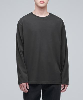 [Cooltandard] Crew Neck Long Sleeve T-Shirt [Gunmetal]