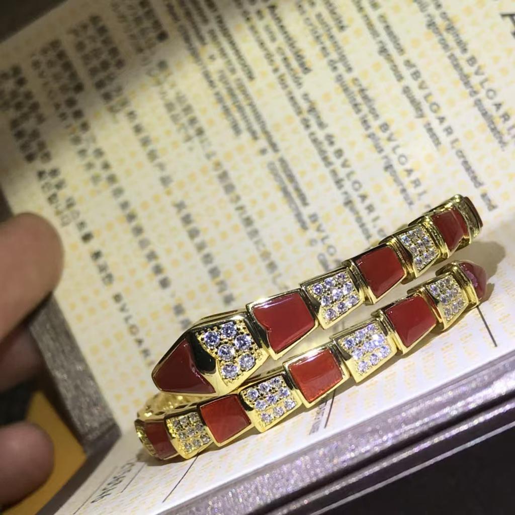 925 Silber CNC Voll Diamant Geister Schlange Armband Leichter Luxus Stil Chalcedon Fritillary Feder Lebender Mund Armband