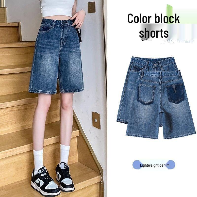 

Women s High Waist Retro Denim Shorts - Loose Fit, Mid-Length, Spring/Summer, Wide Leg, Trendy Japan & Hong Kong Style. S