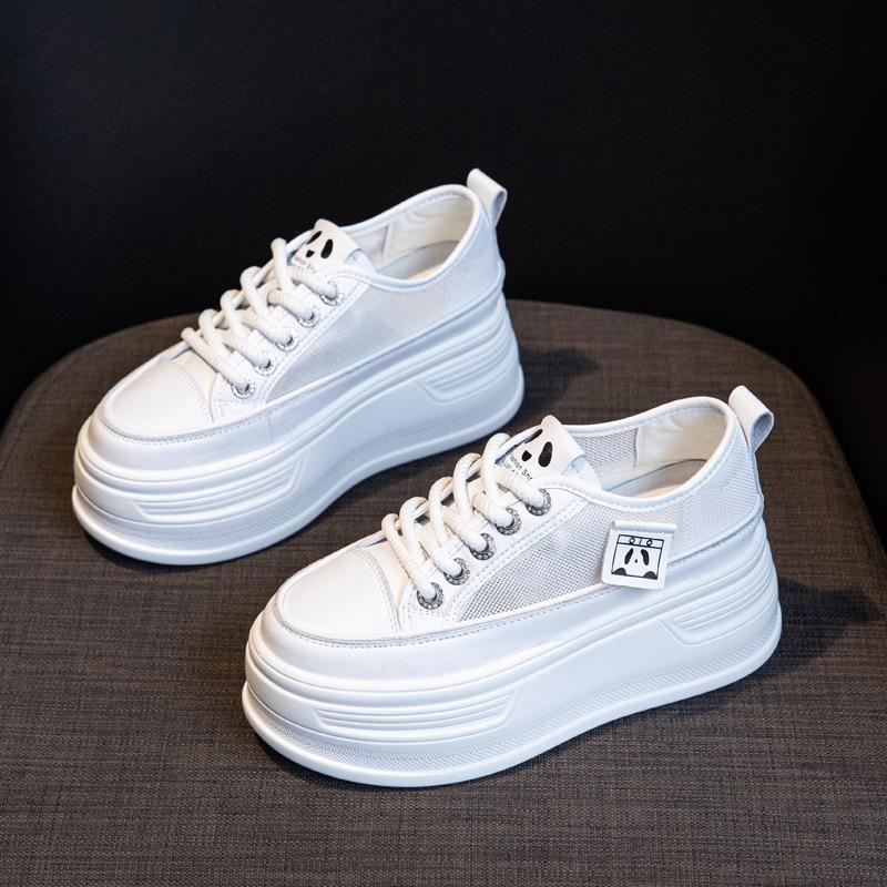 Leather little white shoes women's summer mesh single shoes muffin platform sports shoes small casual shoes tide