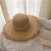 Sombrero De Rafia Con Lazo Para Mujer, Sombrero Plano De Paja, Con Lazo, Para Playa Y Mar, Color Blanco Y Negro, Novedad
