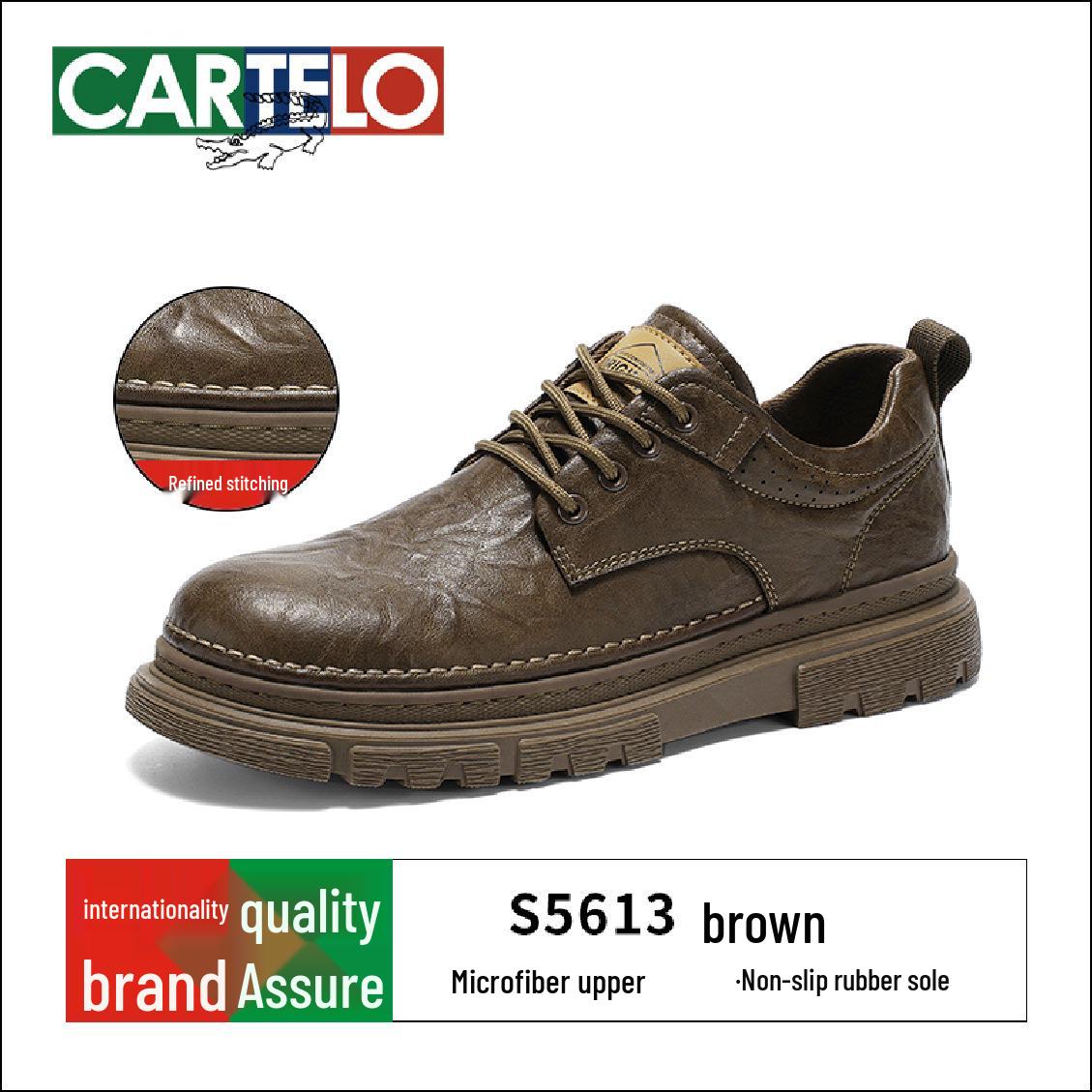 

Cardile Crocodile Men s Retro Thick Sole Low-Top Martin Boots - Spring & Autumn Leather Height-Increasing Shoes 39 коричневий